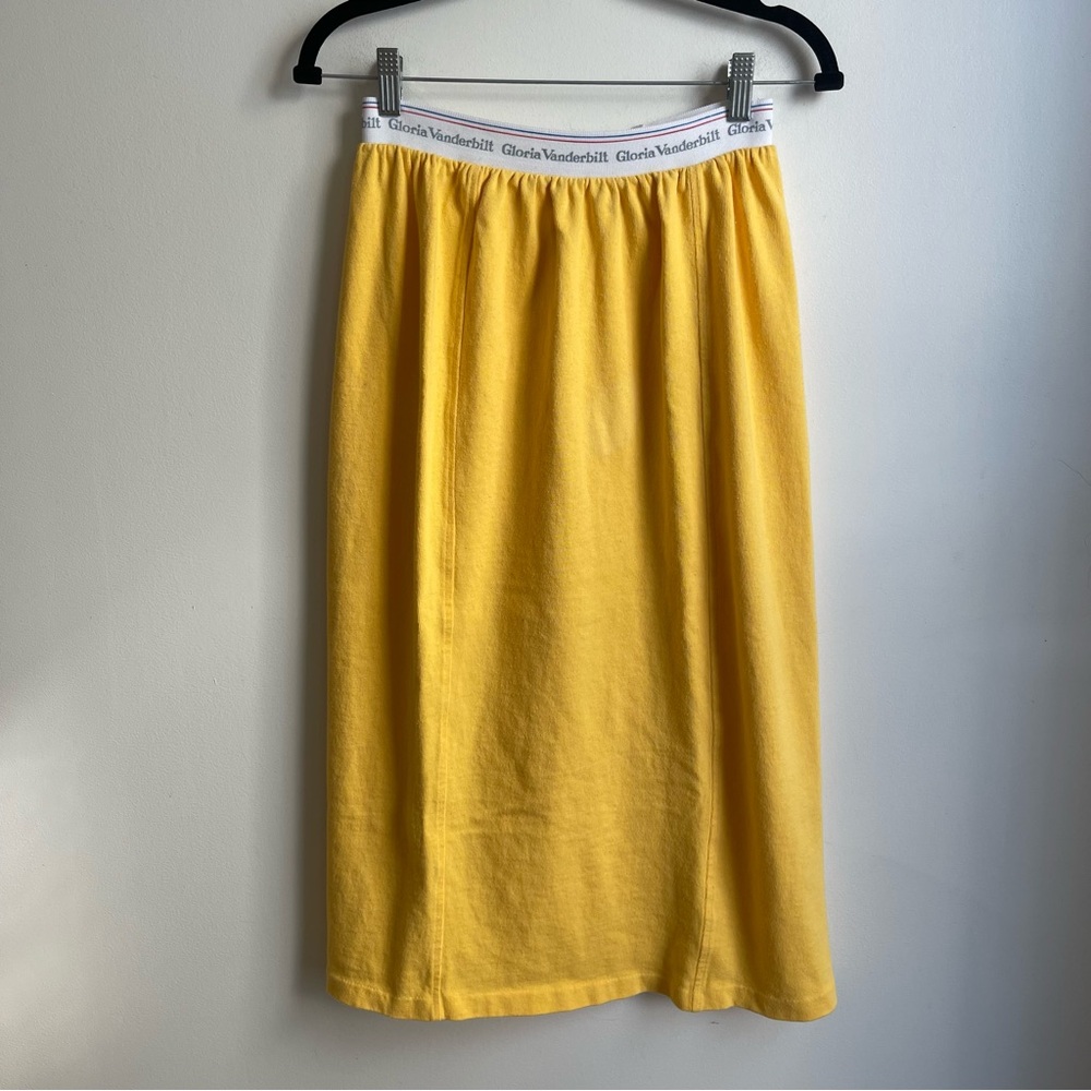 Vintage Gloria Vanderbilt Logo Skirt Sport Streetwear Yellow Cotton Midi Small